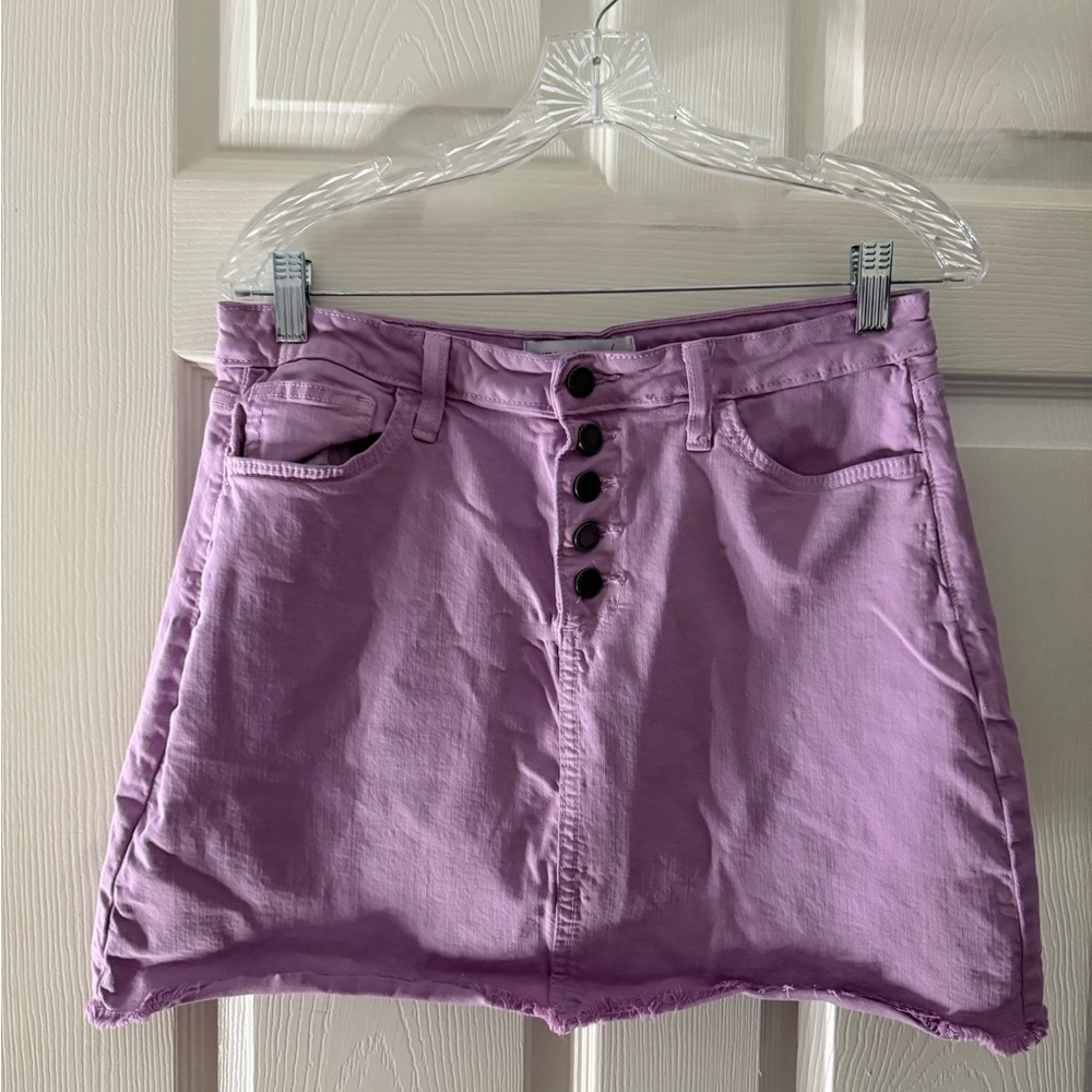 Purple Button-Up Mini Skirt